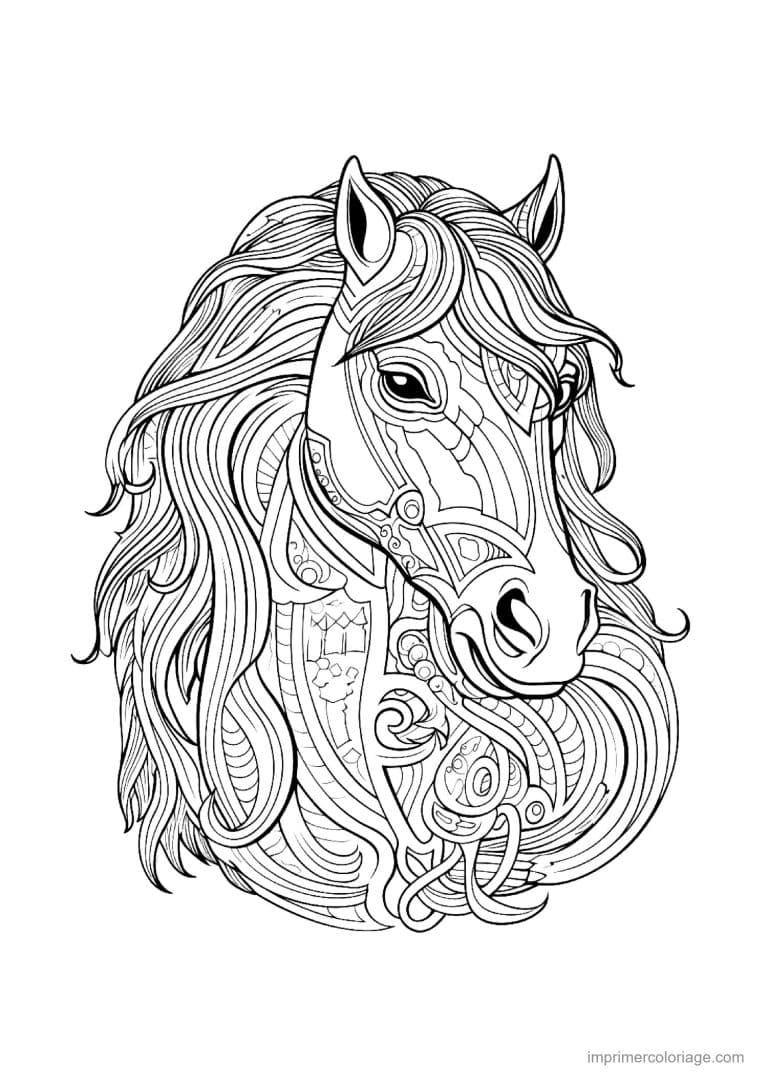 coloriage cheval mandala 21 - dessin gratuit &agrave; imprimer