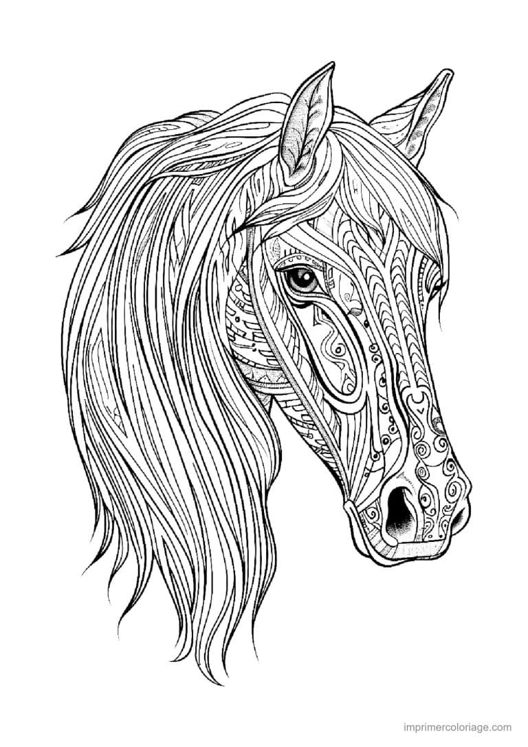 coloriage cheval mandala 22 - dessin gratuit &agrave; imprimer