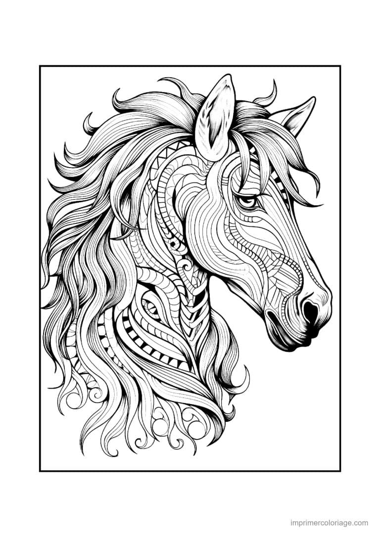 coloriage cheval mandala 24 - dessin gratuit &agrave; imprimer