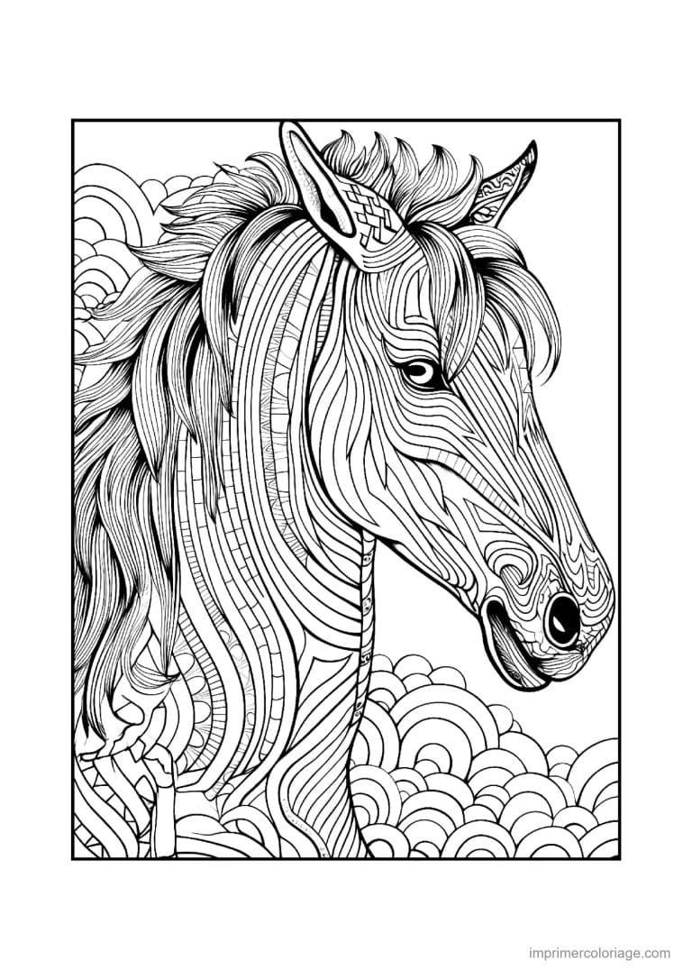 coloriage cheval mandala 27 - dessin gratuit &agrave; imprimer