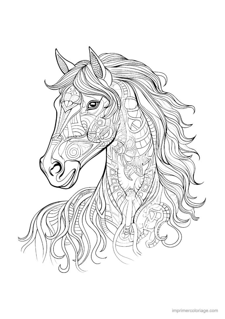 coloriage cheval mandala 32 - dessin gratuit &agrave; imprimer