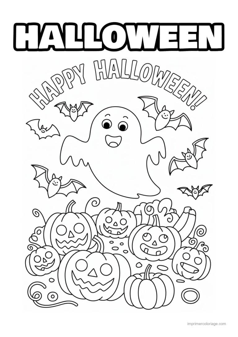 coloriage fantome fantome et citrouilles à imprimer coloriage fantome fantome et citrouilles - dessin gratuit à imprimer