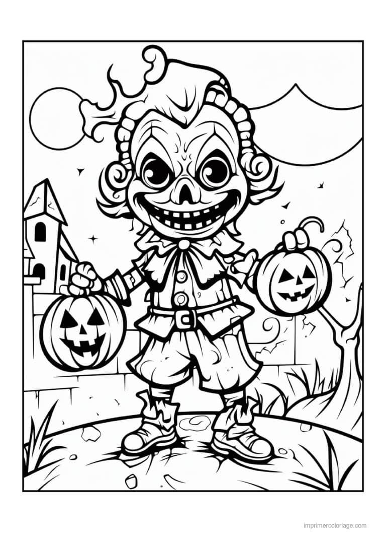 coloriage halloween horreur clown malefique 02 - dessin gratuit &agrave; imprimer