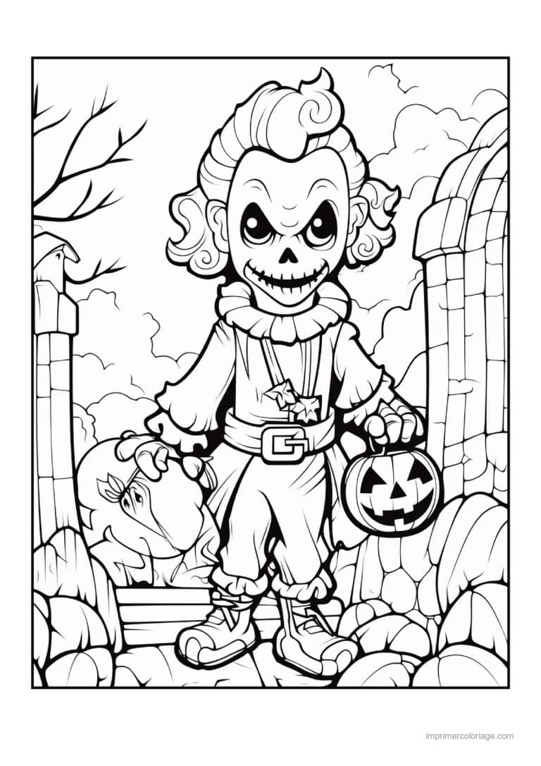 coloriage halloween horreur clown malefique 05 - dessin gratuit &agrave; imprimer
