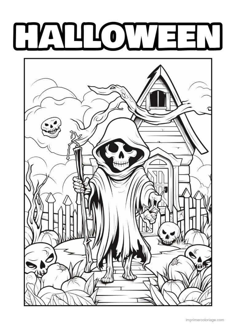 coloriage halloween horreur faucheuse encapuchonnee 05 - dessin gratuit &agrave; imprimer