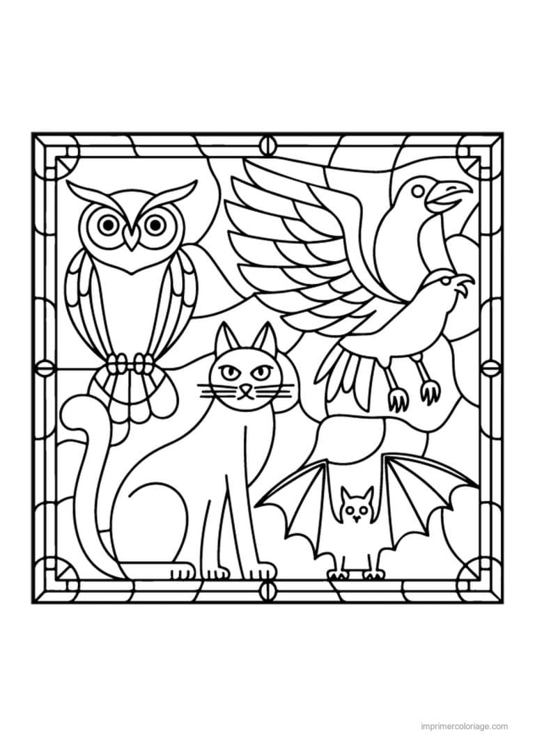 coloriage halloween vitrail 16 - dessin gratuit &agrave; imprimer