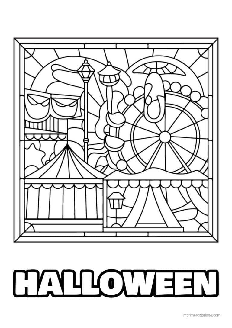 coloriage halloween vitrail 48 - dessin gratuit &agrave; imprimer