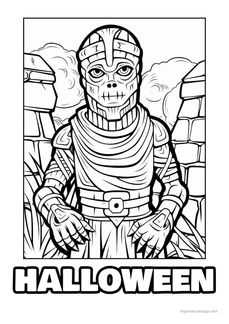 coloriage momie momie bandee devant les citrouilles 20 - dessin gratuit &agrave; imprimer