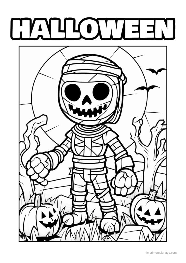 coloriage momie momie et citrouilles 27 - dessin gratuit &agrave; imprimer