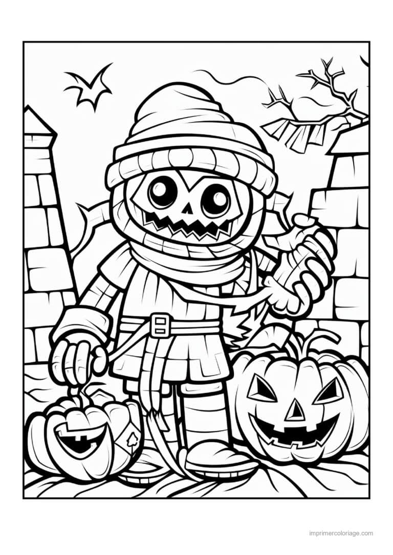 coloriage momie momie et citrouilles 35 - dessin gratuit &agrave; imprimer