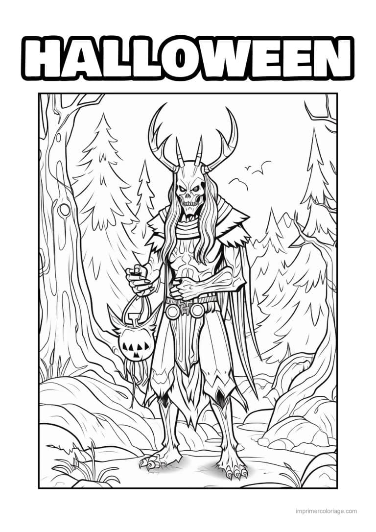 coloriage monstre creature cornue de la foret 05 - dessin gratuit &agrave; imprimer