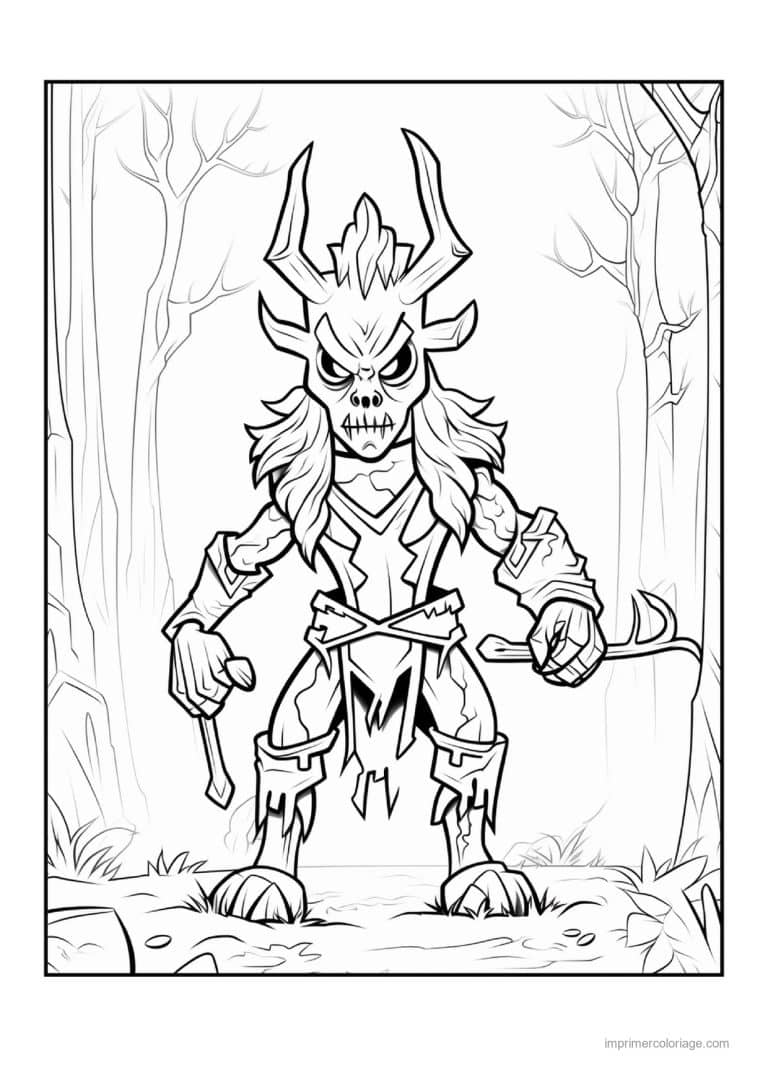 coloriage monstre creature cornue de la foret 09 - dessin gratuit &agrave; imprimer