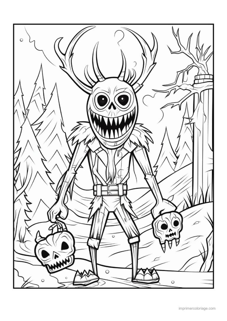 coloriage monstre creature cornue de la foret 17 - dessin gratuit &agrave; imprimer