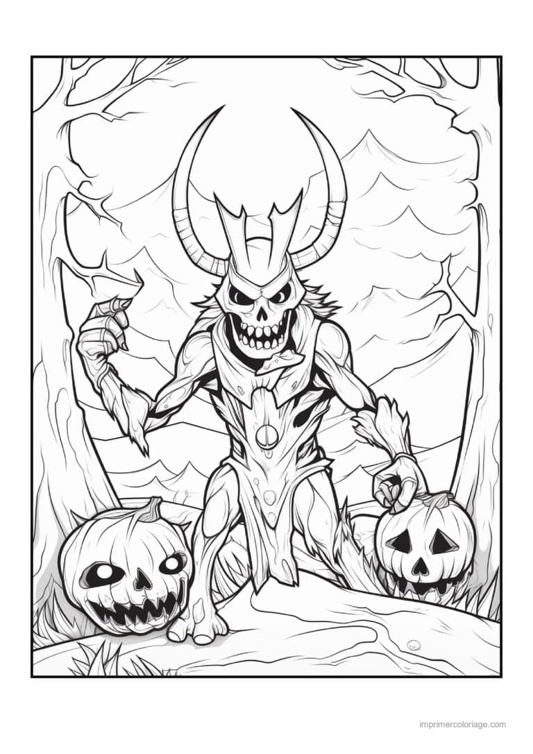 coloriage monstre creature cornue de la foret 21 - dessin gratuit &agrave; imprimer