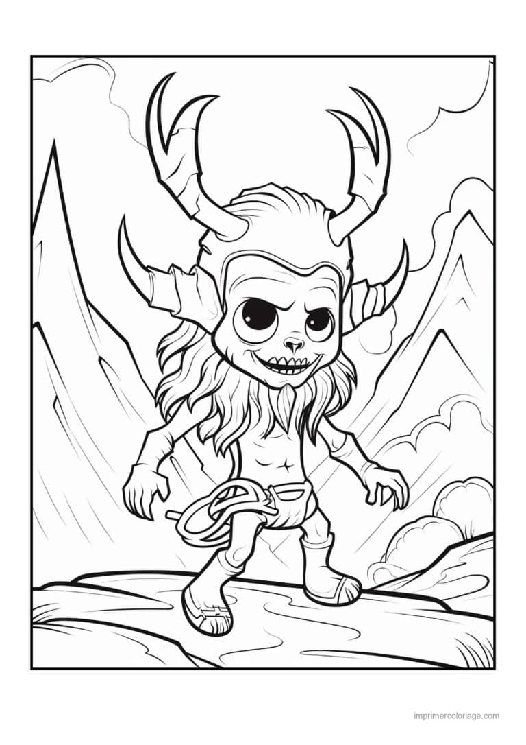 coloriage monstre creature cornue de la foret 23 - dessin gratuit &agrave; imprimer