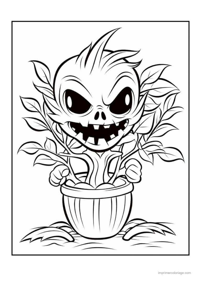 coloriage monstre plante monstre en pot 03 - dessin gratuit &agrave; imprimer