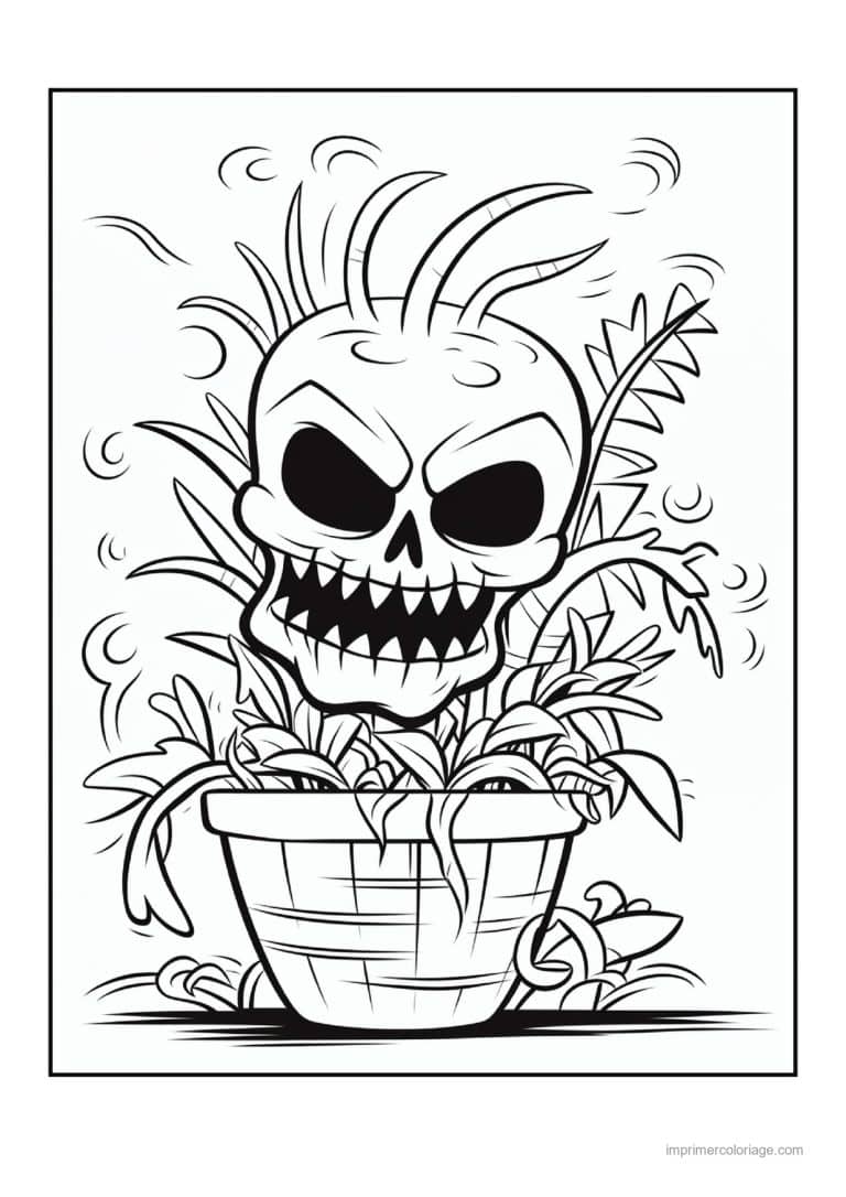 coloriage monstre plante monstre en pot 04 - dessin gratuit &agrave; imprimer