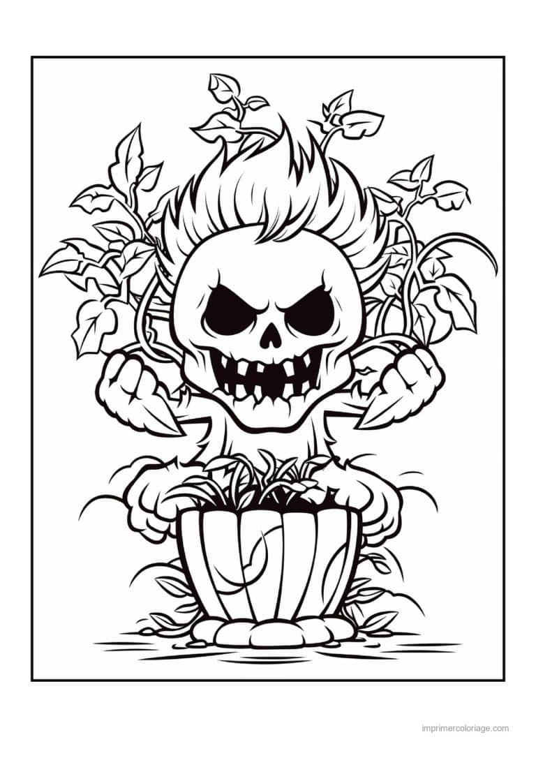 coloriage monstre plante monstre en pot - dessin gratuit &agrave; imprimer