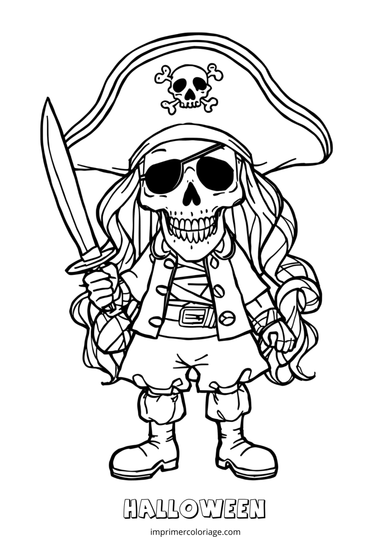 coloriage pirate halloween - dessin gratuit &agrave; imprimer