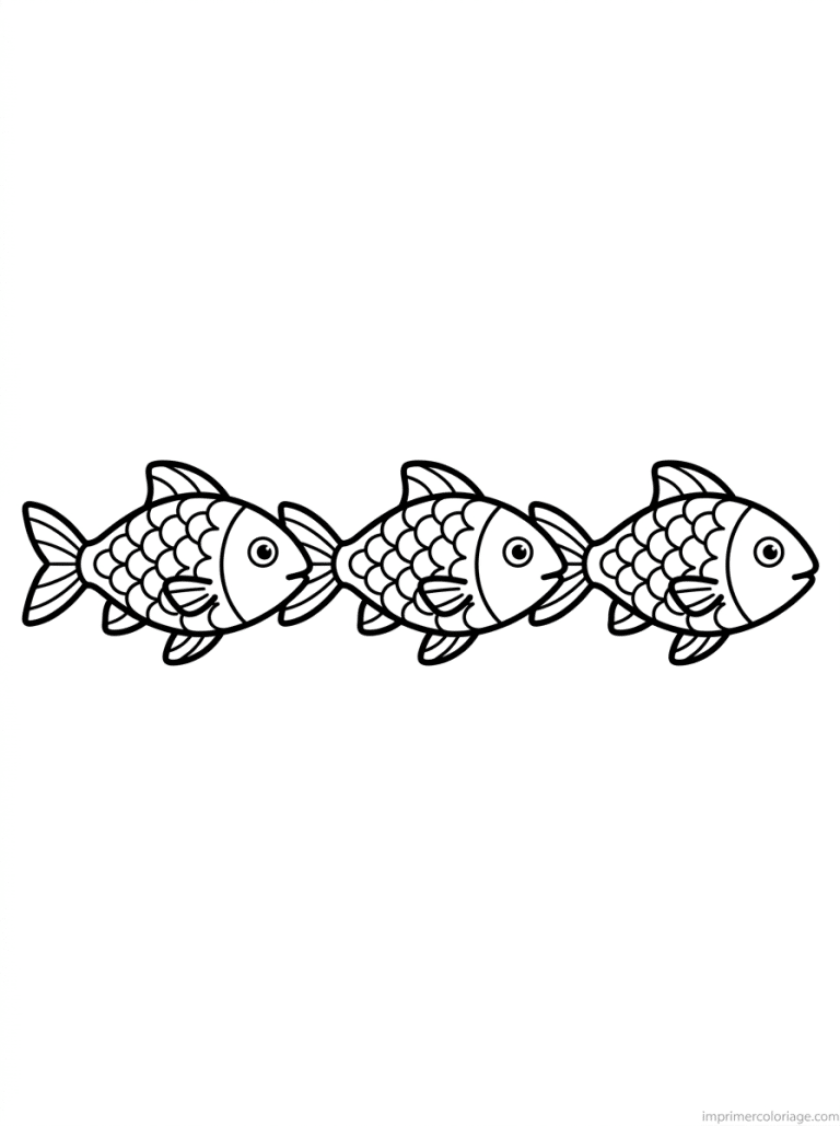 coloriage poisson banc trois - dessin gratuit &agrave; imprimer