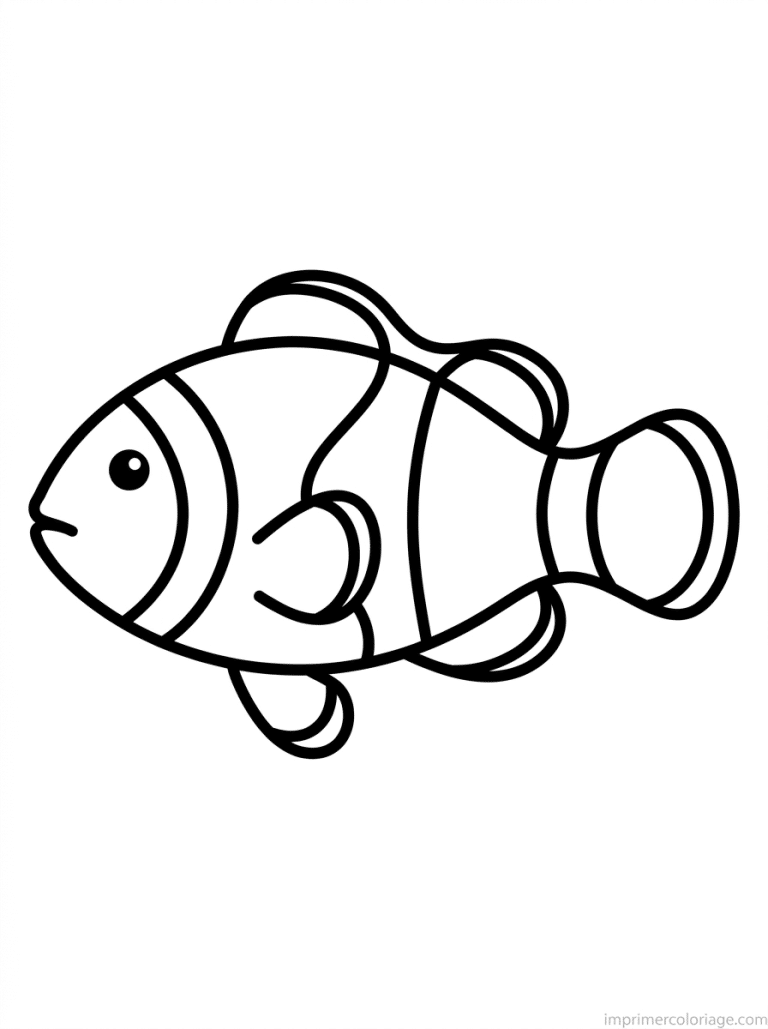 coloriage poisson clown rayures - dessin gratuit &agrave; imprimer