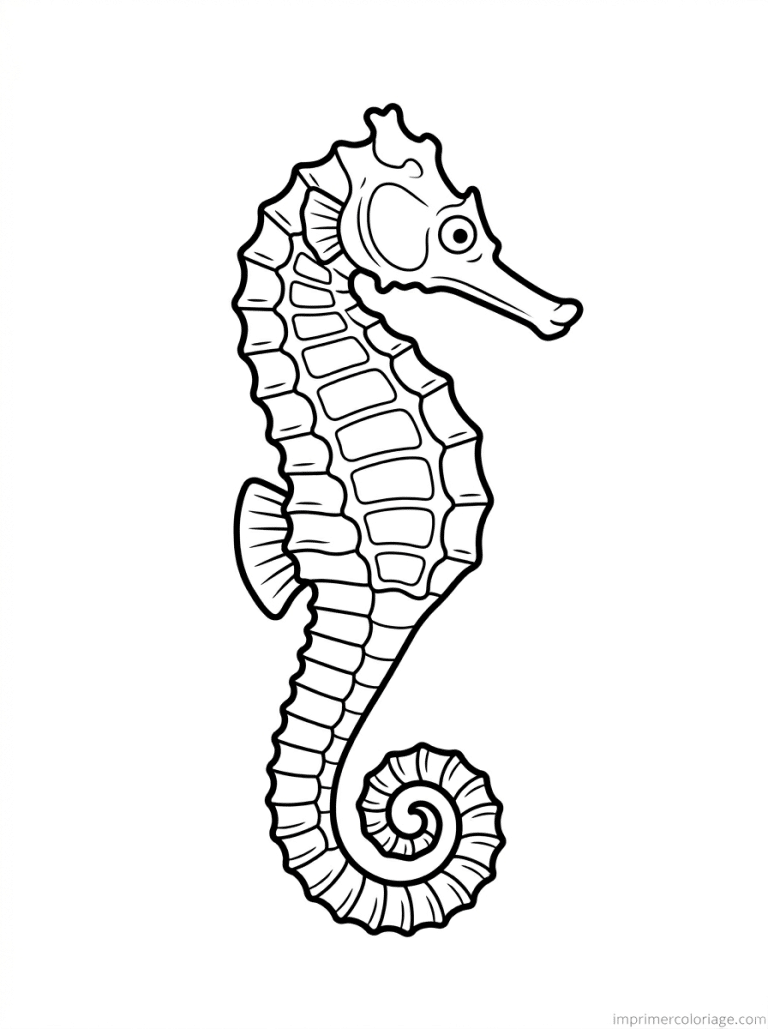 coloriage poisson hippocampe spirale - dessin gratuit &agrave; imprimer