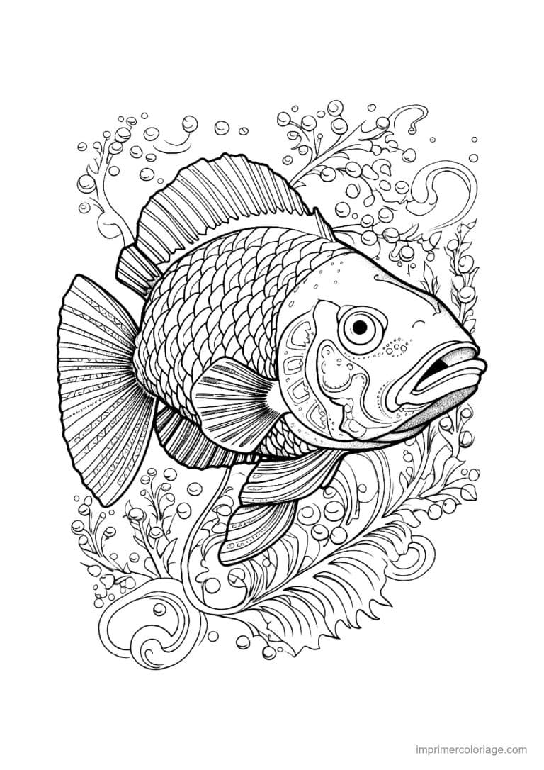 coloriage poisson mandala 03 - dessin gratuit &agrave; imprimer