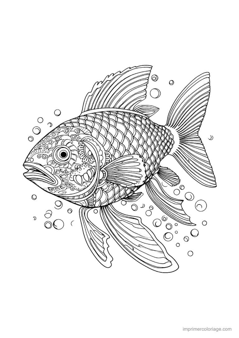 coloriage poisson mandala 04 - dessin gratuit &agrave; imprimer