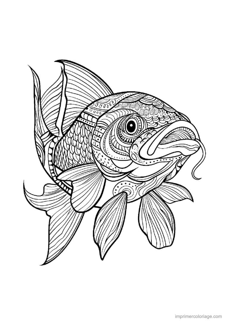 coloriage poisson mandala 05 - dessin gratuit &agrave; imprimer