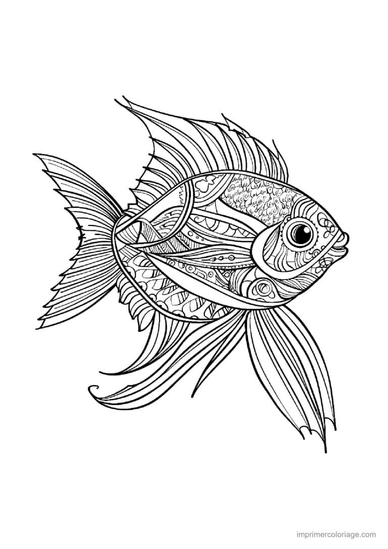 coloriage poisson mandala 07 - dessin gratuit &agrave; imprimer