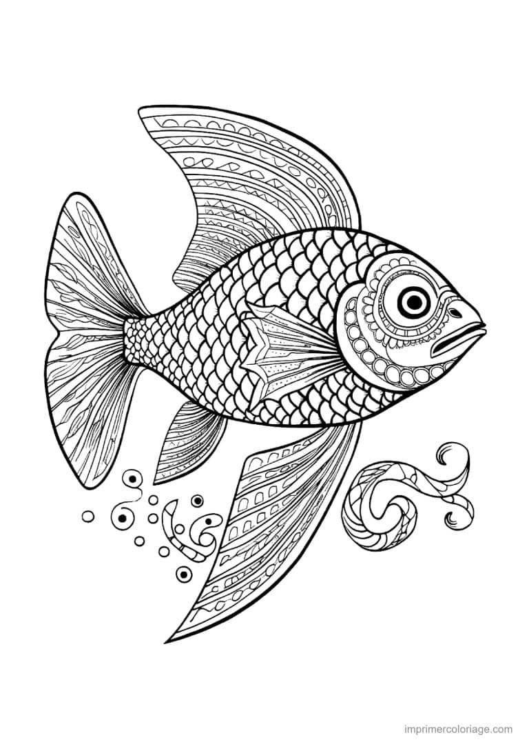coloriage poisson mandala 14 - dessin gratuit &agrave; imprimer