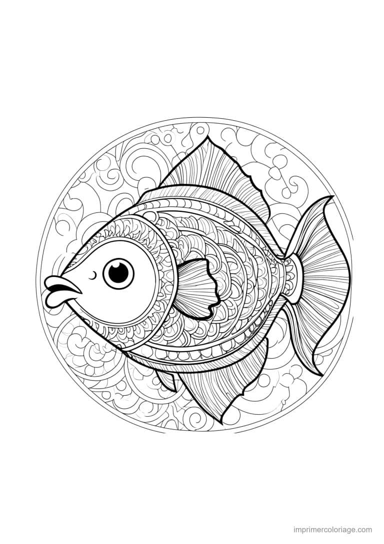 coloriage poisson mandala 16 - dessin gratuit &agrave; imprimer