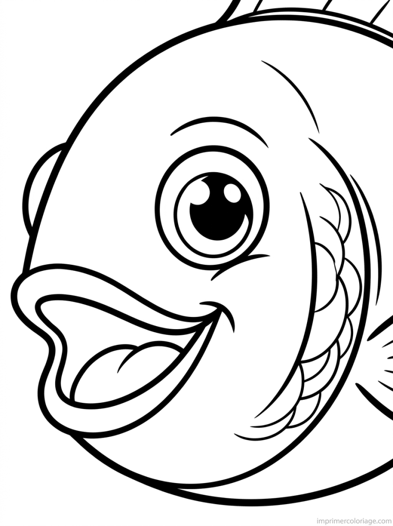 coloriage poisson portrait visage - dessin gratuit &agrave; imprimer