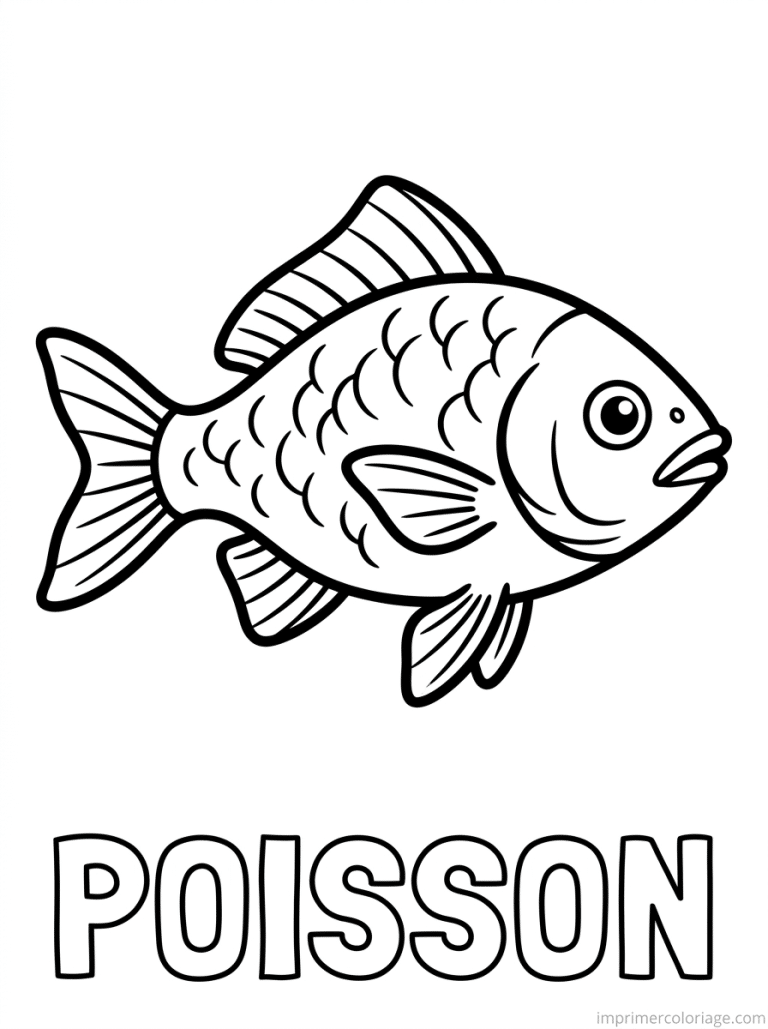coloriage poisson titre bas - dessin gratuit &agrave; imprimer