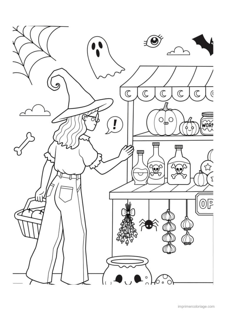 coloriage sorciere 08 - dessin gratuit &agrave; imprimer