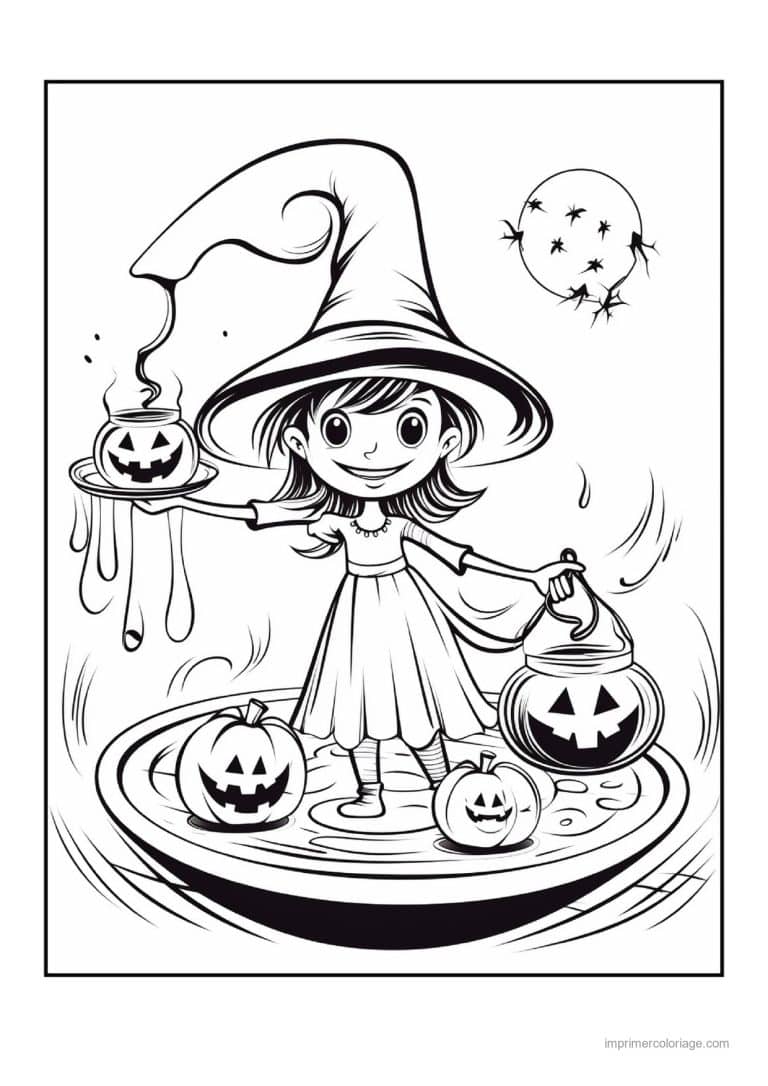 coloriage sorciere petite sorciere et sa lanterne citrouille 09 - dessin gratuit &agrave; imprimer