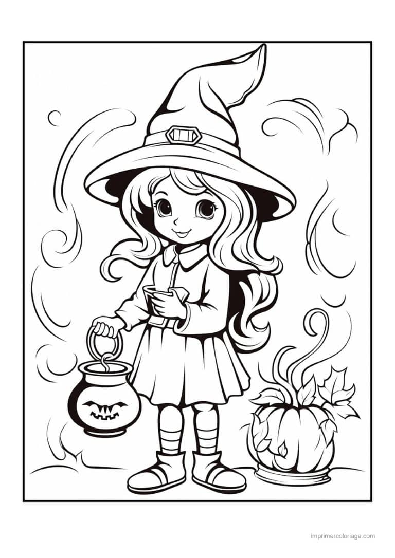 coloriage sorciere petite sorciere et sa lanterne citrouille 17 - dessin gratuit &agrave; imprimer