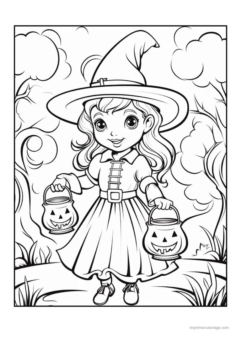 coloriage sorciere petite sorciere et sa lanterne citrouille 18 - dessin gratuit &agrave; imprimer