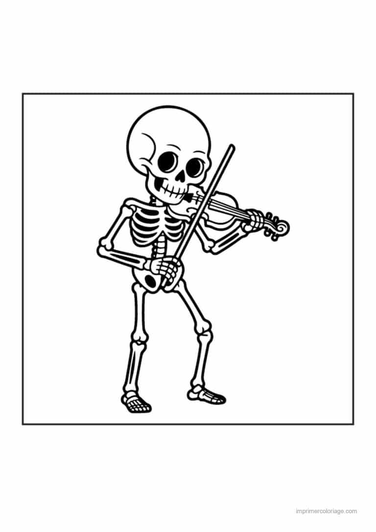 coloriage squelette squelette au violon - dessin gratuit &agrave; imprimer