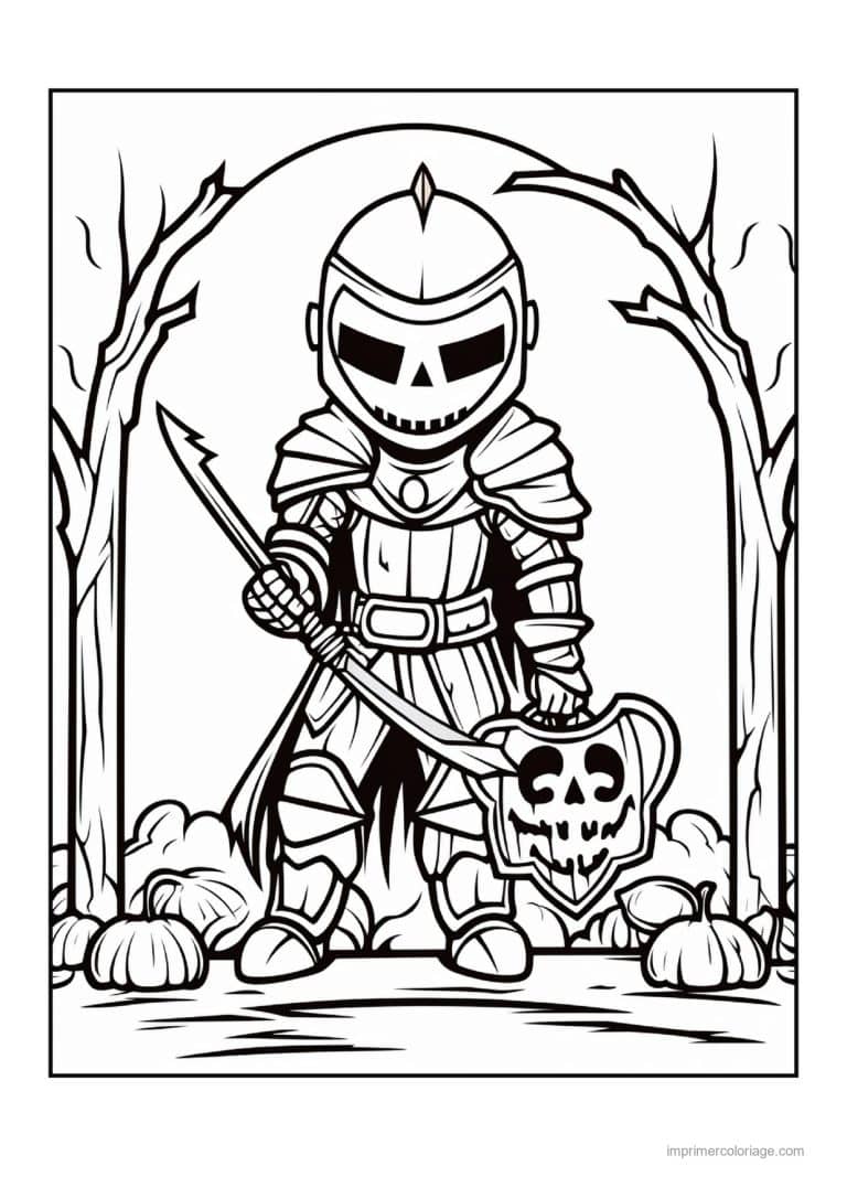 coloriage squelette squelette en armure 10 - dessin gratuit &agrave; imprimer