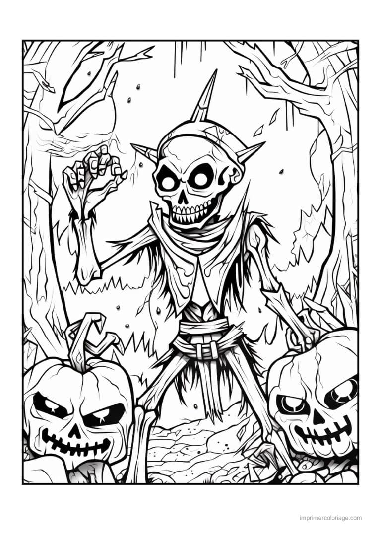 coloriage zombie mort vivant devant une maison 07 - dessin gratuit &agrave; imprimer