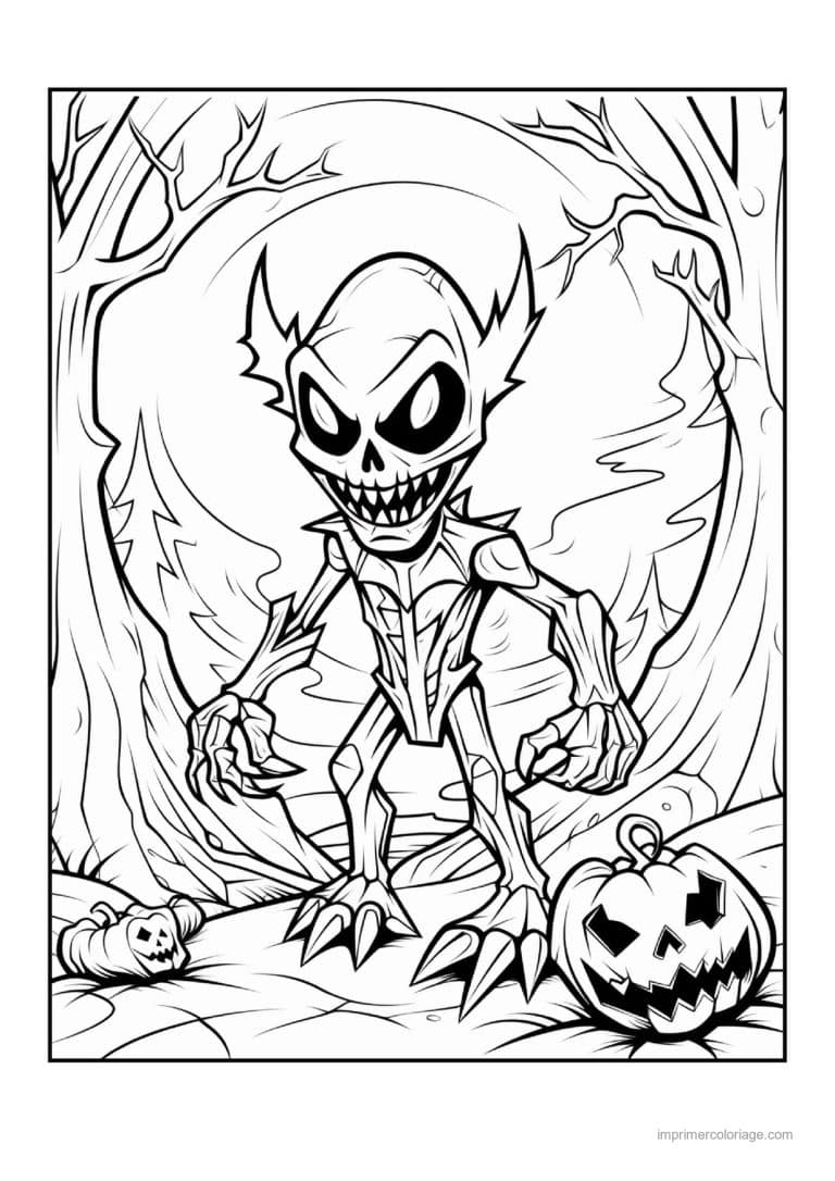 coloriage zombie mort vivant devant une maison 12 - dessin gratuit &agrave; imprimer