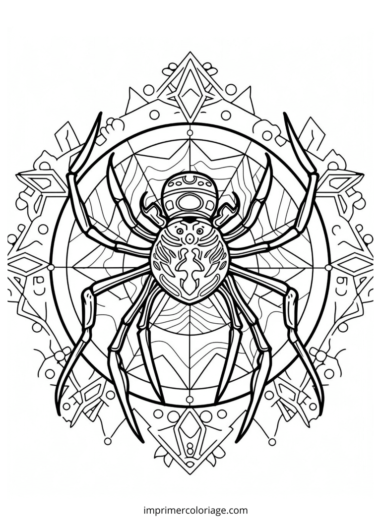 coloriagearaign&eacute;e halloween mandala - dessin gratuit &agrave; imprimer