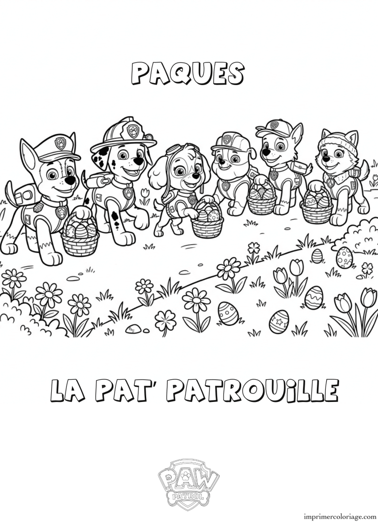 Coloriage la pat patrouille PAQUES - dessin gratuit &agrave; imprimer