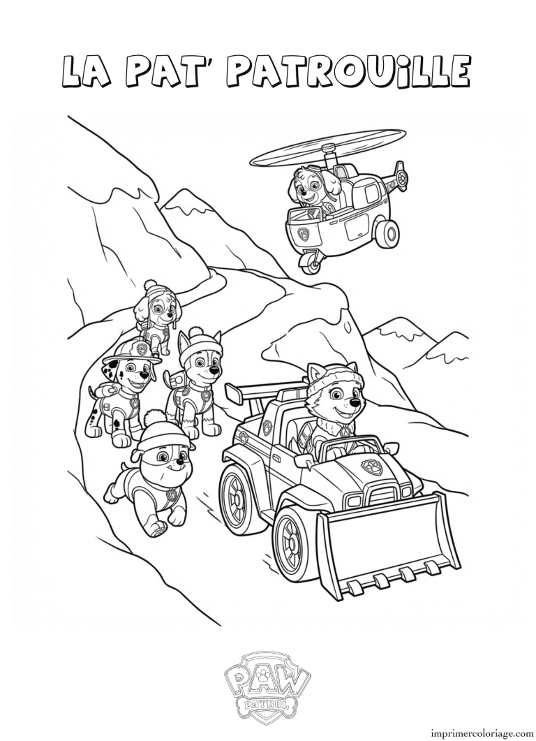 Coloriage la pat patrouille depart en mission - dessin gratuit &agrave; imprimer