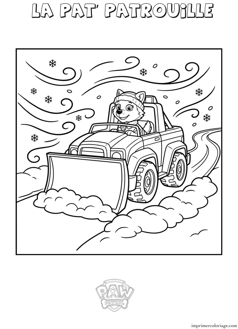 Coloriage la pat patrouille everest tempete de neige - dessin gratuit &agrave; imprimer