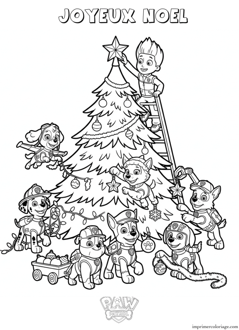 Coloriage la pat patrouille joyeux noel - dessin gratuit &agrave; imprimer