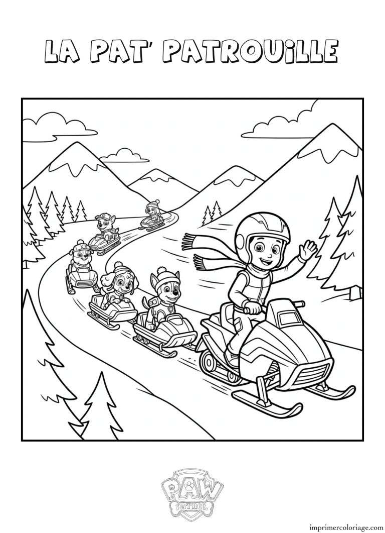Coloriage la pat patrouille luge - dessin gratuit &agrave; imprimer