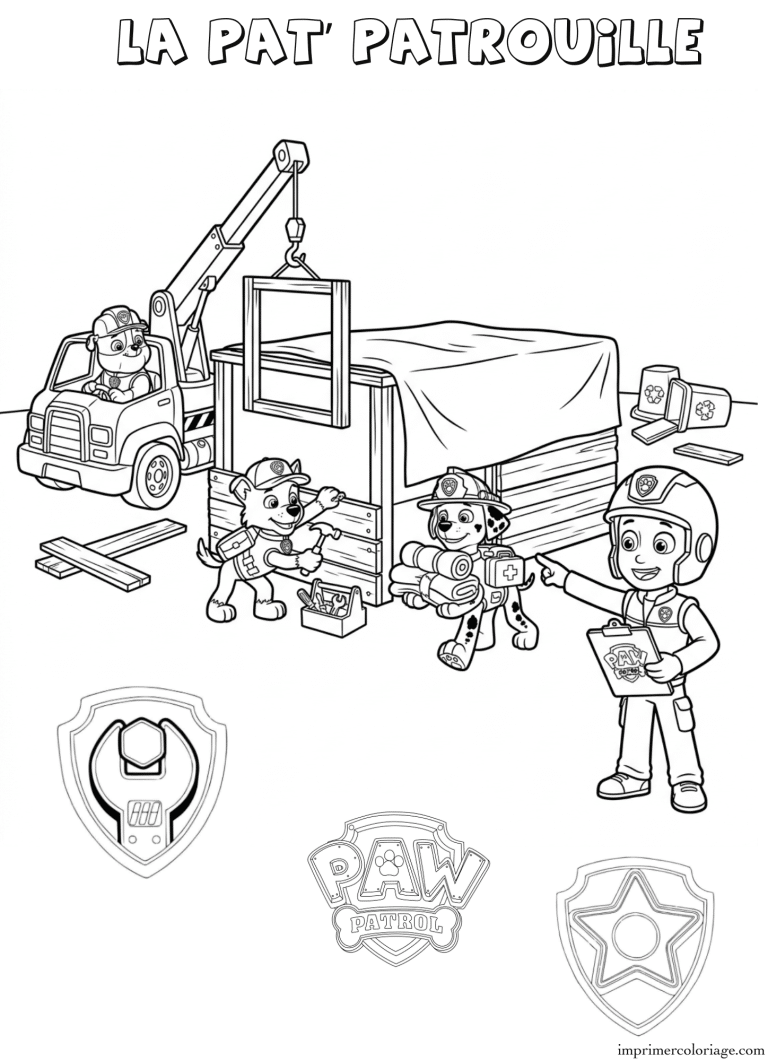 Coloriage la pat patrouille mission construction - dessin gratuit &agrave; imprimer