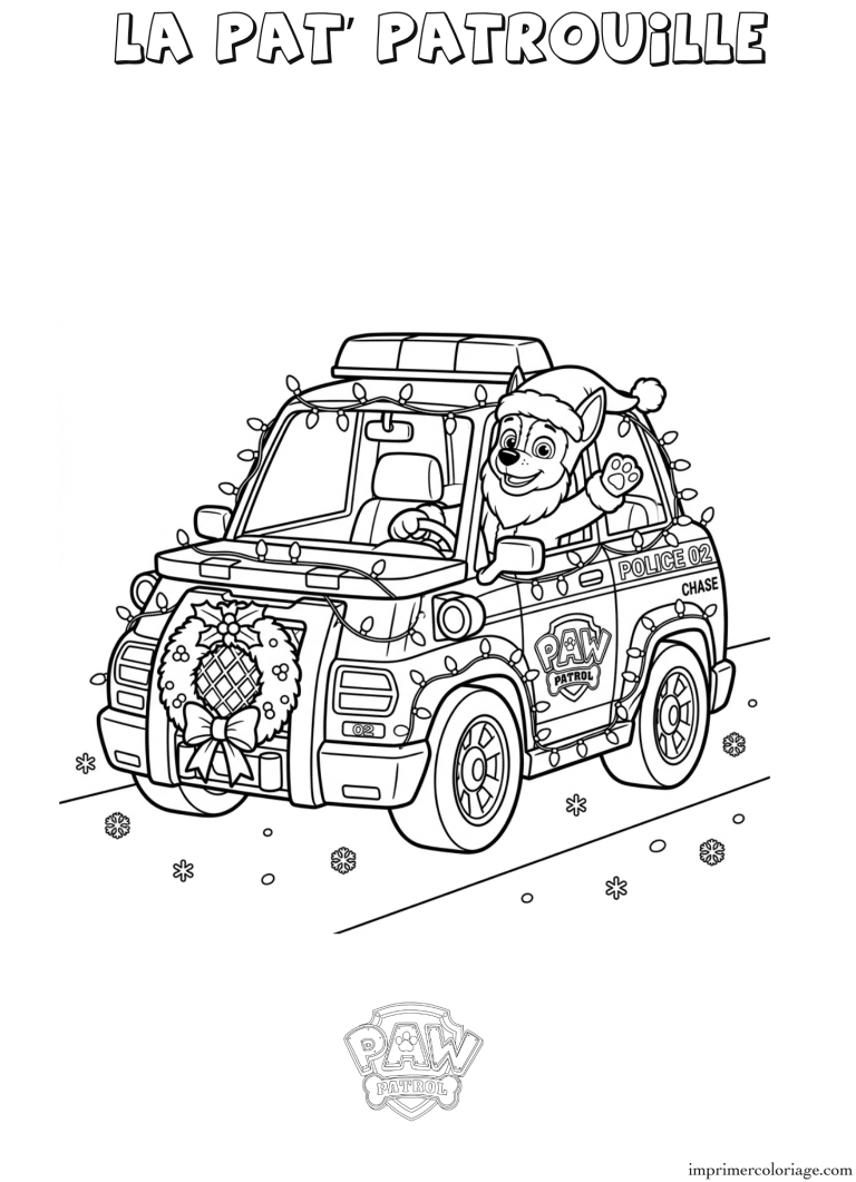 Coloriage la pat patrouille noel - dessin gratuit &agrave; imprimer